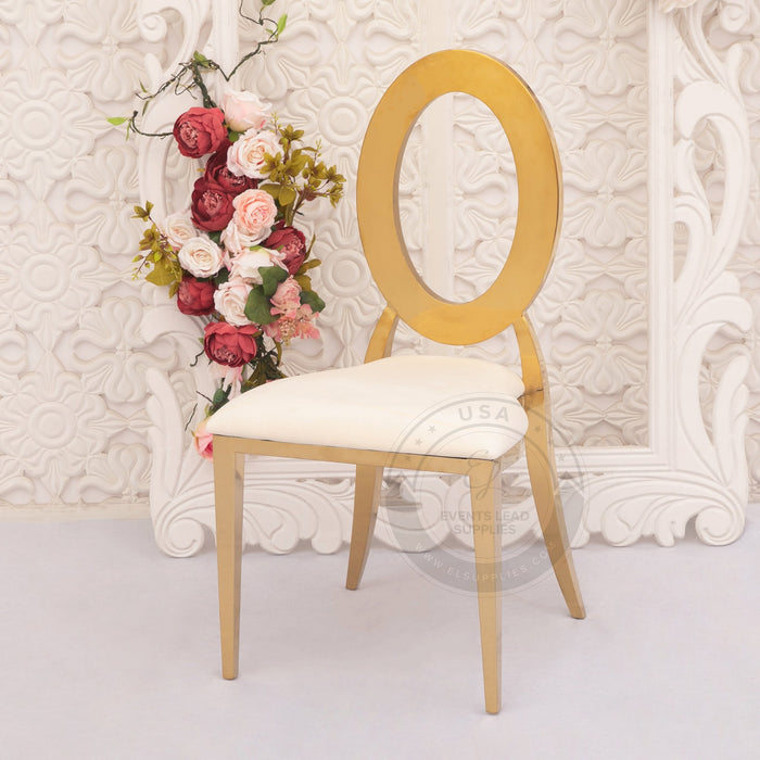 OLYMPIA Gold Chair Stackable with White Cushions (Oz Chair)